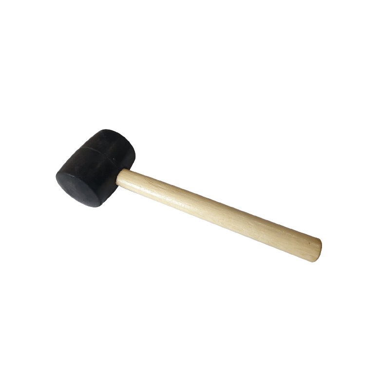 Black Rubber Hammer With Wooden Handle
