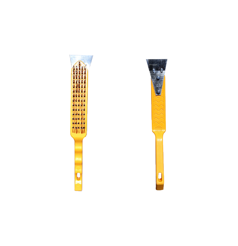 Yellow Plastic Wire Brush With Scraper